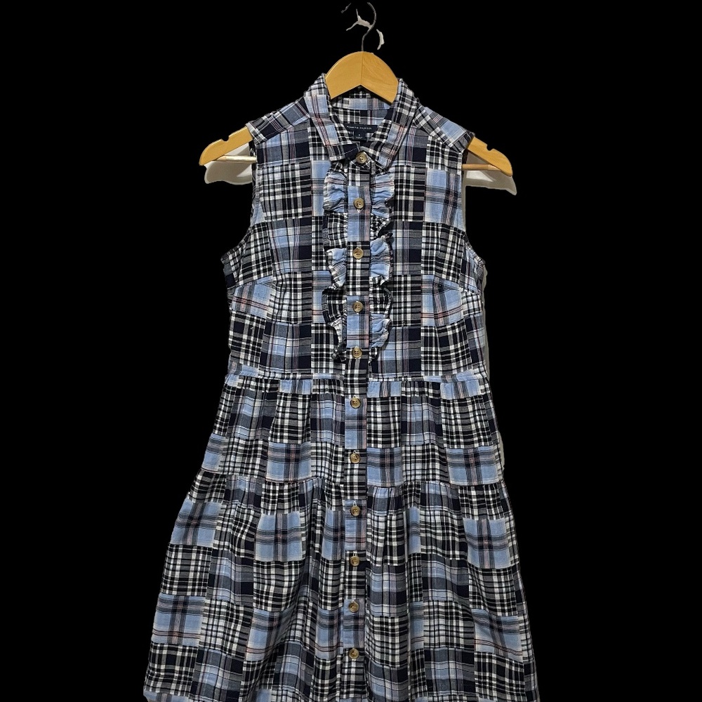 Tommy Hilfiger 4 Blue Plaid Sail Away Dress Button Down Nautical Preppy American